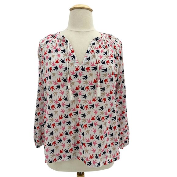 Boden Tops - Boden Womens 14 Top Birds Dove Print Multicolor Peasant Lightweight Boho